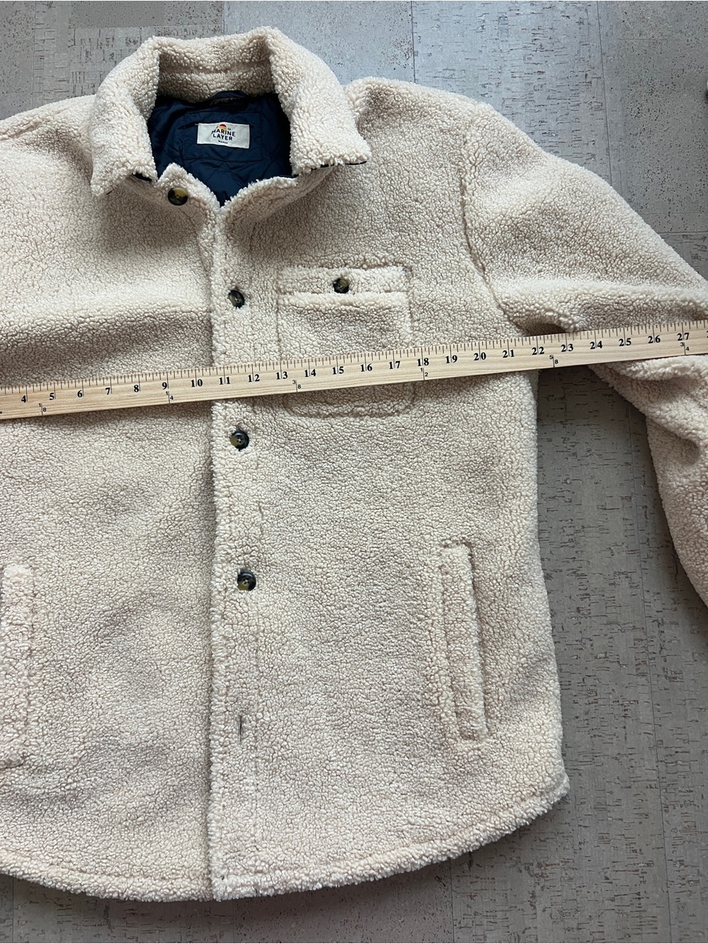 Marine Layer Cream Sherpa Shirt Jacket - Picture 8 of 12